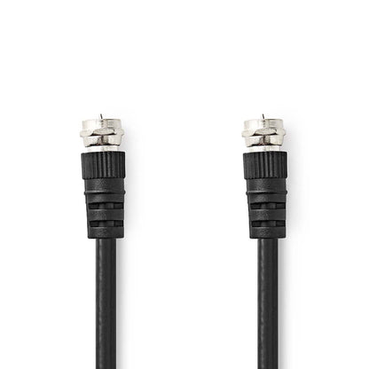 Nedis Satellite & Antenna Cable | F Male | F Male | Nickel Plated | 75 Ohm | Double Shielded | 1.50 m | Round | PVC | Black | Label