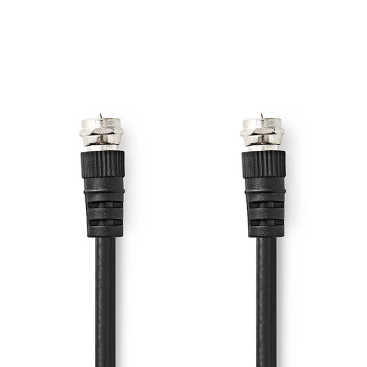 Nedis Satellite & Antenna Cable | F Male | F Male | Nickel Plated | 75 Ohm | Double Shielded | 1.50 m | Round | PVC | Black | Label