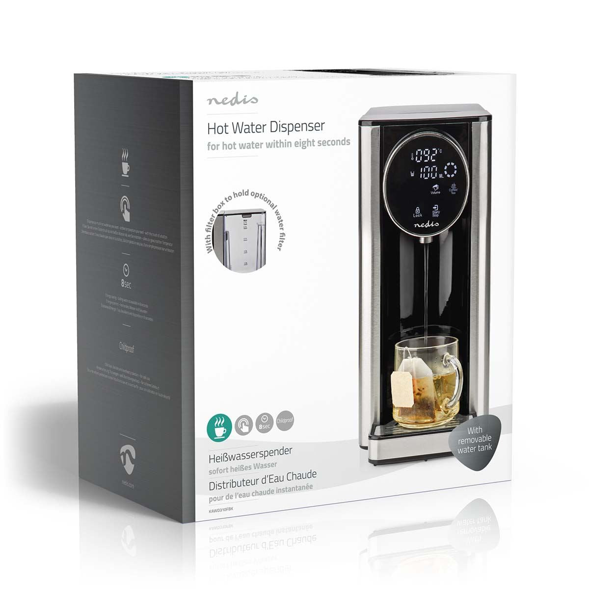Nedis KAWD310FBK Hot Water Dispenser | 2600 W | 2.7 l | Aluminium / Black