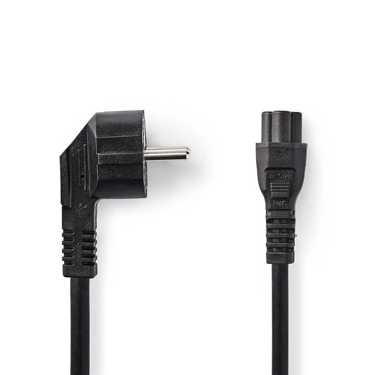 Nedis Power Cable | Plug with earth contact male | IEC-320-C5 | Angled | Straight | Nickel Plated | 5.00 m | Round | PVC | Black | Label
