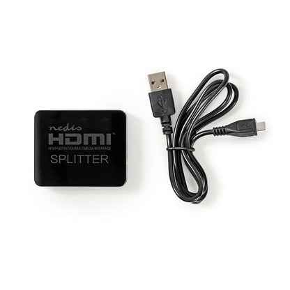 Nedis VSPL34002BK | HDMI™ Splitter | 2 port(s) | HDMI™ Input | 2x HDMI™ Output | 4K@30Hz | 2.25 Gbps | ABS / PVC | Black