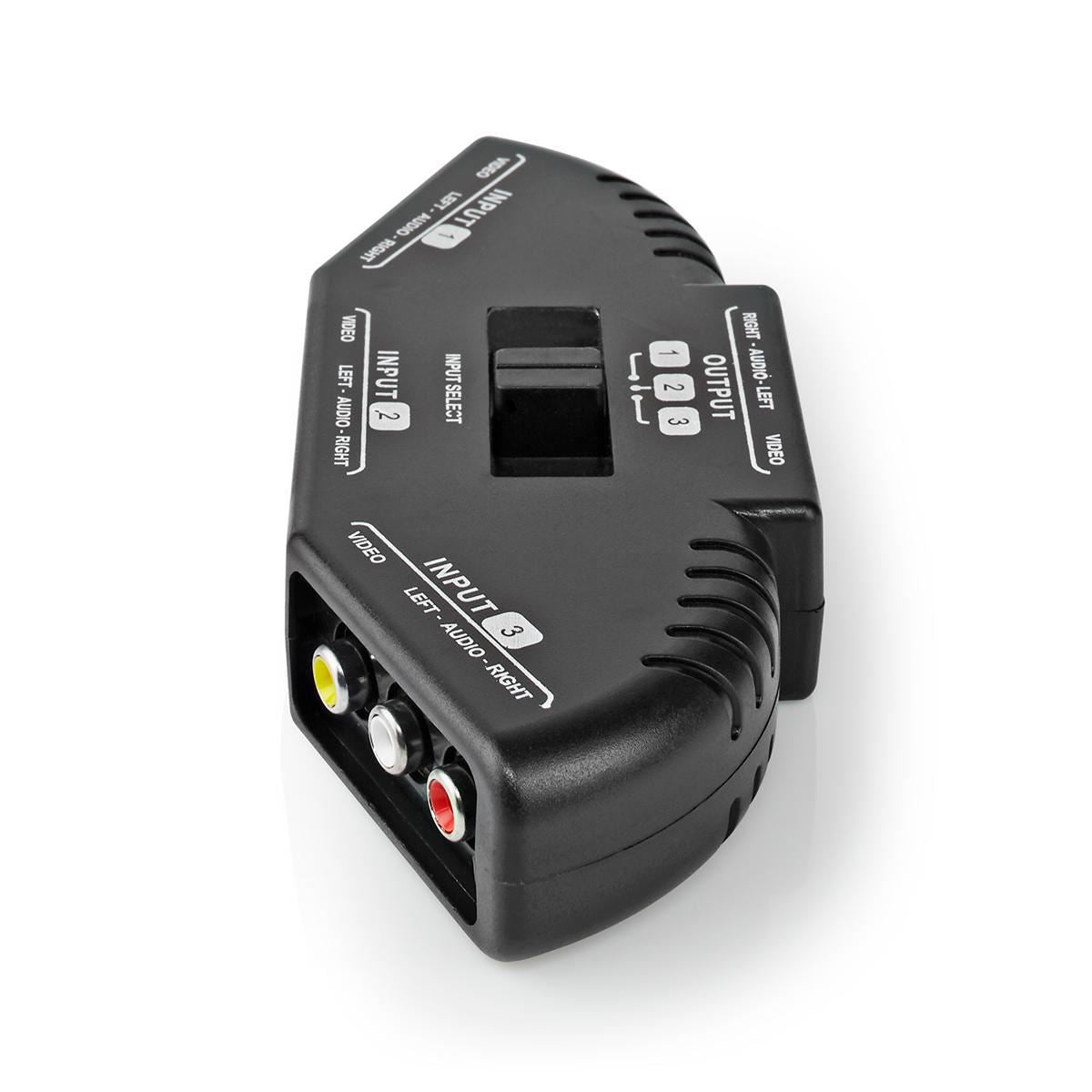 Nedis Composite Video Switch | 3 port(s) | Connection input: 3x Composite Video (RWY) | Connection output: 1x Composite Video (RWY) | 1024x576 | ABS | Black