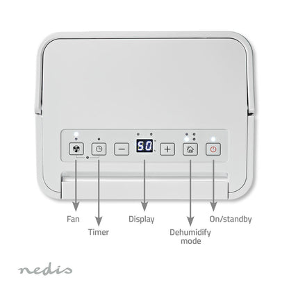 Nedis Dehumidifier | 10 l/Day | Dehumidification / Automatic / Dry laundry / Ventilation | Yes | 100 m³/h