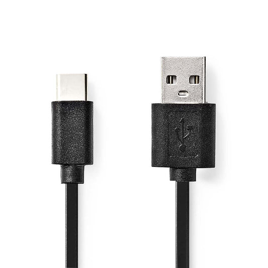 Nedis USB Cable | USB 2.0 | USB-C™ Male | USB-A Male | 15 W | 480 Mbps | Nickel Plated | 3.00 m | Round | PVC | Black | Box
