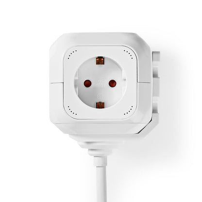 Nedis Extension Socket | Type F (CEE 7/7) | 4-Way | 1.50 m | 3680 W | 16 A | Kind of grounding: Side Contacts | 230 V AC 50/60 Hz | Socket angle: 90 ° | H05VV-F 3G1.5mm² | White