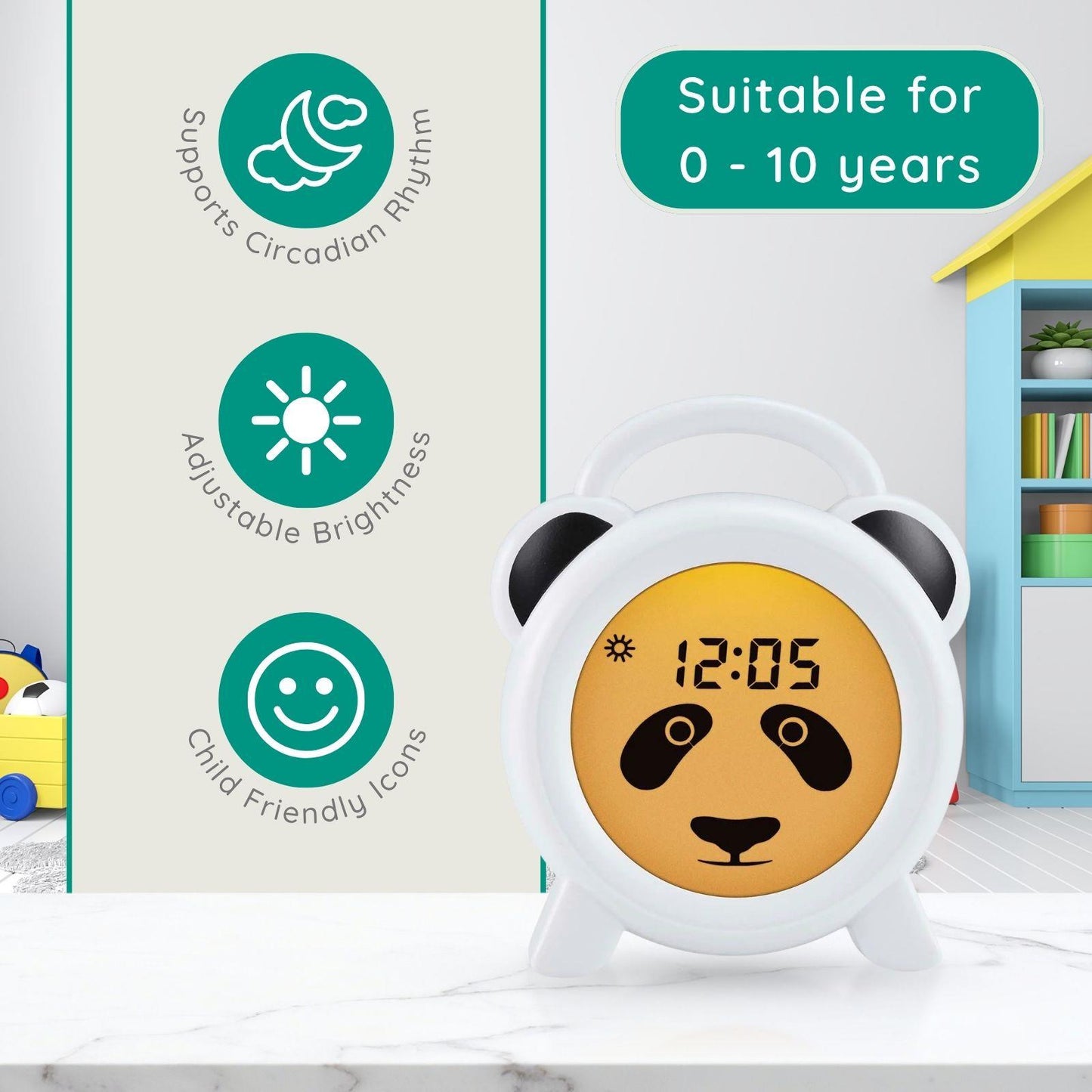 Alecto BC100PANDA | Sleep Trainer & Night Lamp Light / Alarm Clock - Panda