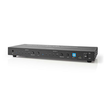 Nedis HDMI™ Matrix Switch | 4 x 2 port(s) | 4x HDMI™ Input | 2x 3.5 mm / 2x HDMI™ Output / 2x TosLink | 4K@60Hz | 18 Gbps | Remote controlled | Metal | Anthracite