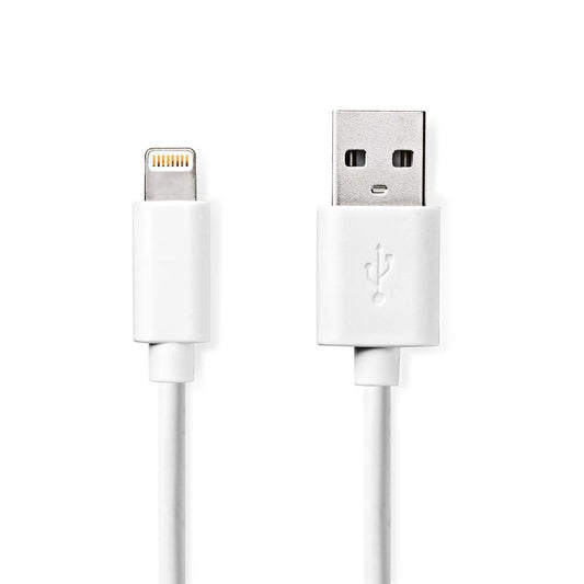 Nedis Lightning Cable | USB 2.0 | Apple Lightning 8-Pin | USB-A Male | 480 Mbps | Nickel Plated | 3.00 m | Round | PVC | White | Label