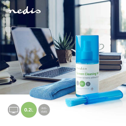 Nedis Screen Cleaner | Spray | 200 ml | Notebook / Smartphone / Tablet / TV Screen | Wiper included