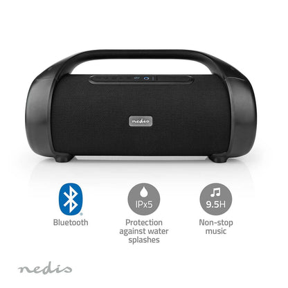 Nedis Bluetooth® Party Boombox | 9.5 hrs | 2.1 | 120 W | Media playback: AUX | IPX5 | Linkable | Carrying handle | Party lights | Black