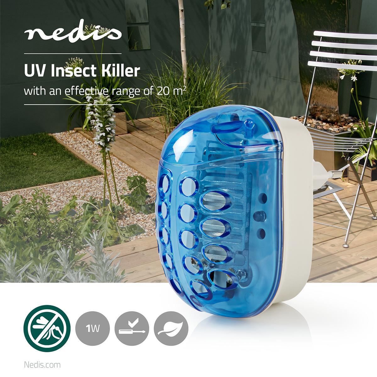 Nedis EU Travel Insect Stop Light Trap | 1 W | Lamp type: LED Light | Effective range: 20 m² | Blue / White