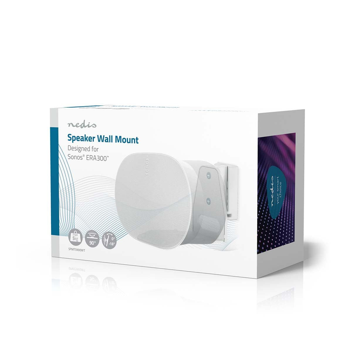 Nedis Speaker Mount | Compatible with: Sonos® Era300 | Wall | 5 kg | Swivel / Tilt | Tiltable | Rotatable | ABS / Metal | White