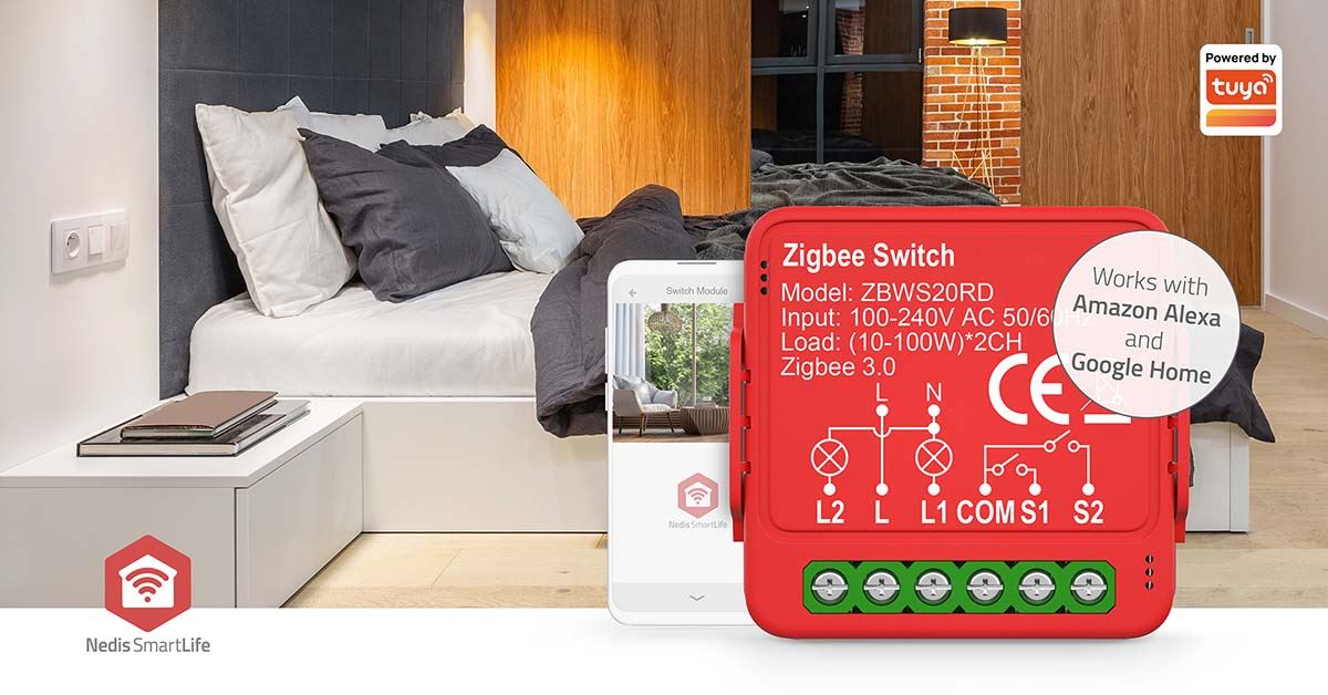 Nedis SmartLife Garage Door Smart Power Switch | Zigbee 3.0 | 2x100 W | Terminal Connection | App available for: Android™ / IOS