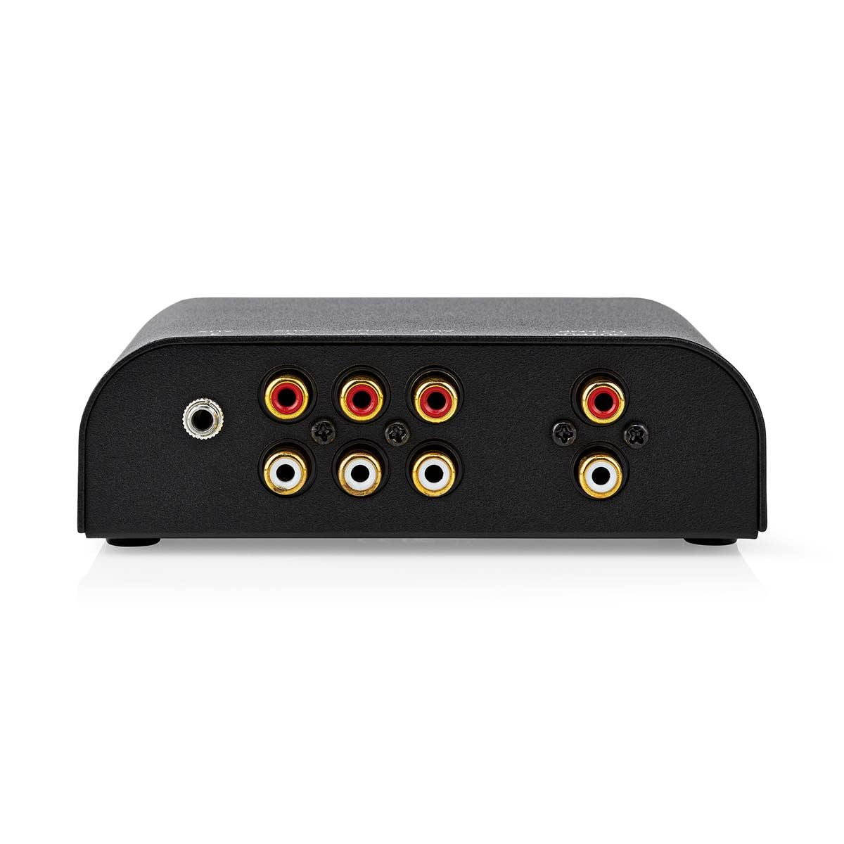 Nedis Analogue Audio Switch | 4 port(s) | Connection input: 1x 3.5 mm Audio Input / 3x (2x RCA Female) | Connection output: 1x (2x RCA Female) | Manual | Metal | Anthracite