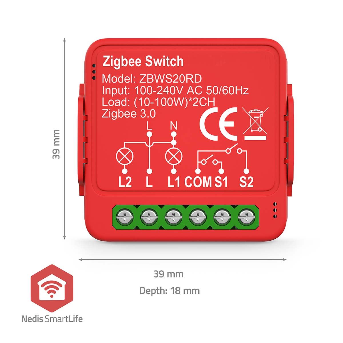 Nedis SmartLife Garage Door Smart Power Switch | Zigbee 3.0 | 2x100 W | Terminal Connection | App available for: Android™ / IOS