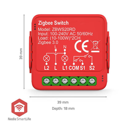 Nedis SmartLife Garage Door Smart Power Switch | Zigbee 3.0 | 2x100 W | Terminal Connection | App available for: Android™ / IOS
