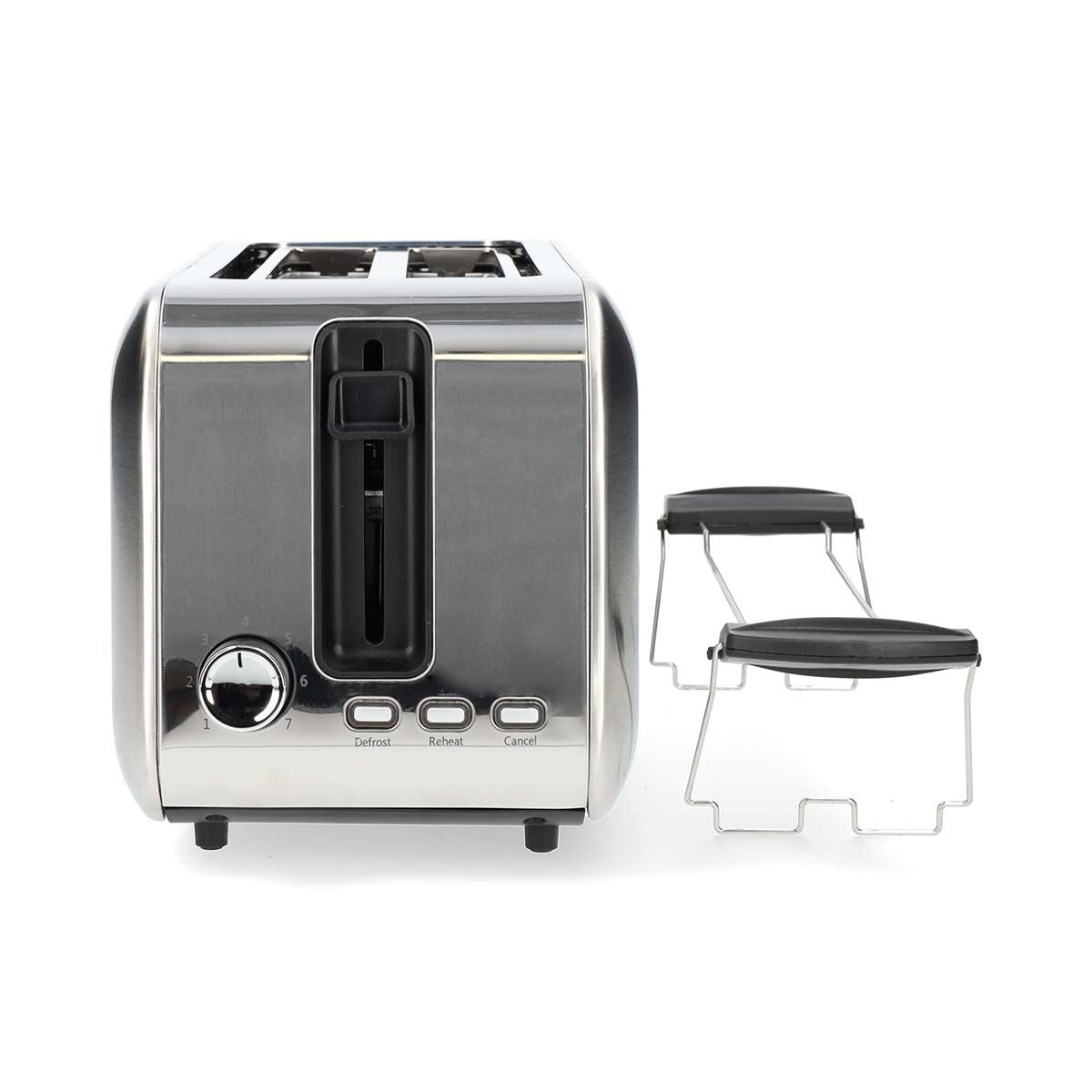 Nedis Toaster | 4 Bread Slices | 2 Long Slots | Browning levels: 7 | Defrost feature | Aluminium / Silver