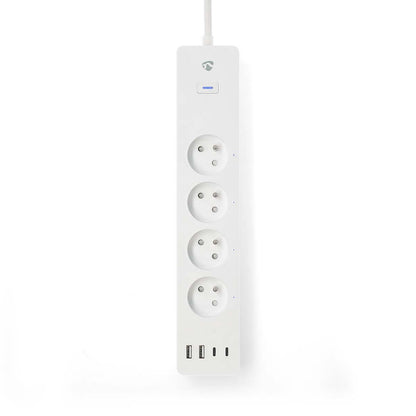 Nedis SmartLife Power Strip | Wi-Fi | 2x USB-A / 2x USB-C™ / 4x plug with earth contact (CEE 7/5) | 16 A | 3680 W | 2.00 m | 0 - 55 °C | Android™ / IOS | White