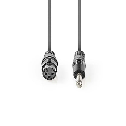 Nedis Unbalanced Audio Cable | XLR 3-Pin Female | 6.35 mm Male | Nickel Plated | 5.00 m | Round | PVC | Dark Grey | Carton Sleeve