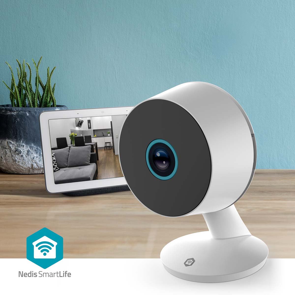 Nedis SmartLife Indoor Camera | Wi-Fi | 3MP Full HD 1296p | Cloud Storage (optional) / microSD (not included) / Onvif | With motion sensor | Night vision | White