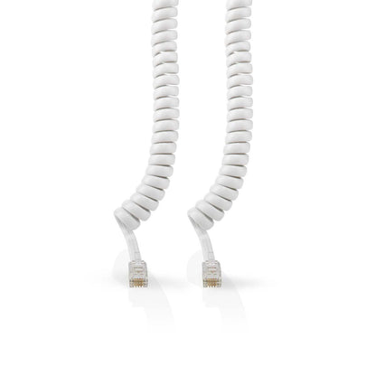 Nedis Telecom Cable | RJ10 Male | RJ10 Male | 2.00 m | Cable design: Coiled | Cable type: RJ10 | White | Box