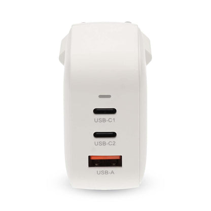 Nedis Wall Charger | 70 W | GaN | PD3.0 | Quick charge feature | 1.5 / 2.25 / 2.5 / 3.0 / 3.5 A | Number of outputs: 3 | USB-A / 2x USB-C™ | Automatic Voltage Selection | White