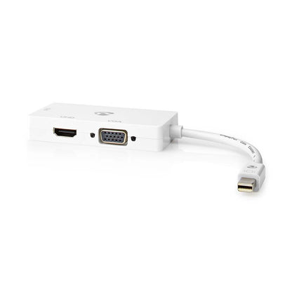Nedis CCGB37466WT02 | DisplayPort Adapter | Mini DisplayPort Male | DVI-D 24+1-Pin Female / HDMI™ Output / VGA Female | 4K@60Hz | Nickel Plated | Switchable | 0.20 m | Round | ABS | ABS | White | Box