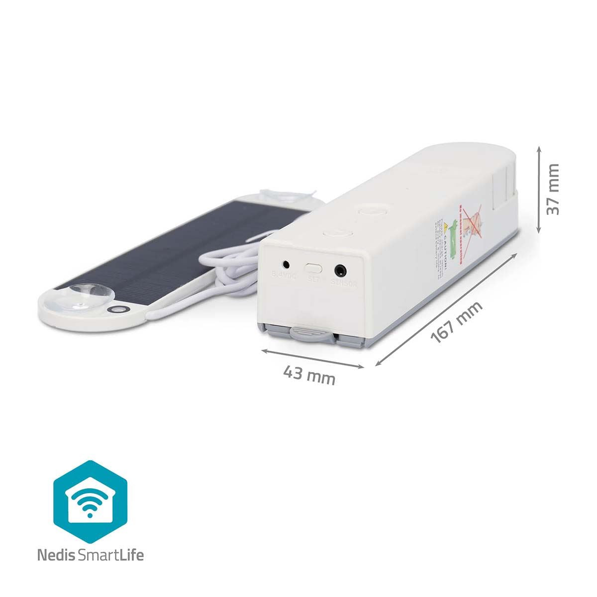 Nedis SmartLife Curtain Robot | Cable System | Panel curtains / Roller blinds / Roman blinds | Mains Powered / Solar Powered | 2000 mAh | Bluetooth® | White