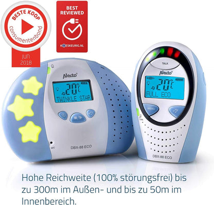 Alecto DBX-88 ECO | Baby Monitor | Full Eco DECT |Digital Display | Wireless Receiver | White/Blue