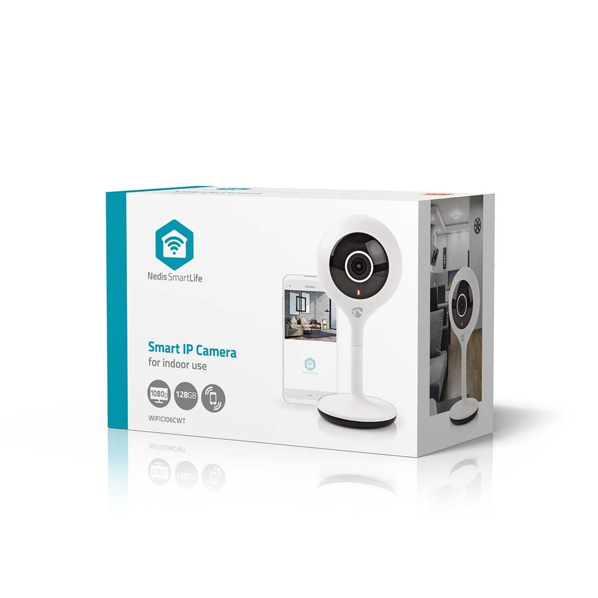 Nedis SmartLife Indoor Camera | Wi-Fi | Full HD 1080p | Cloud Storage (optional) / microSD (not included) | With motion sensor | Night vision | White