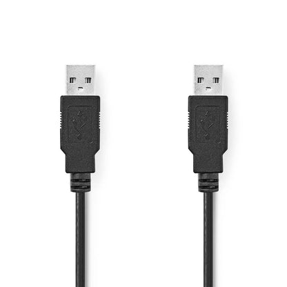 Nedis USB Cable | USB 2.0 | USB-A Male | USB-A Male | 480 Mbps | Nickel Plated | 2.00 m | Round | PVC | Black | Label