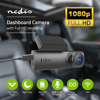 Nedis Dash Cam | 1080p@30fps | 2 MPixel | Wi-Fi | LCD | Night view | Black