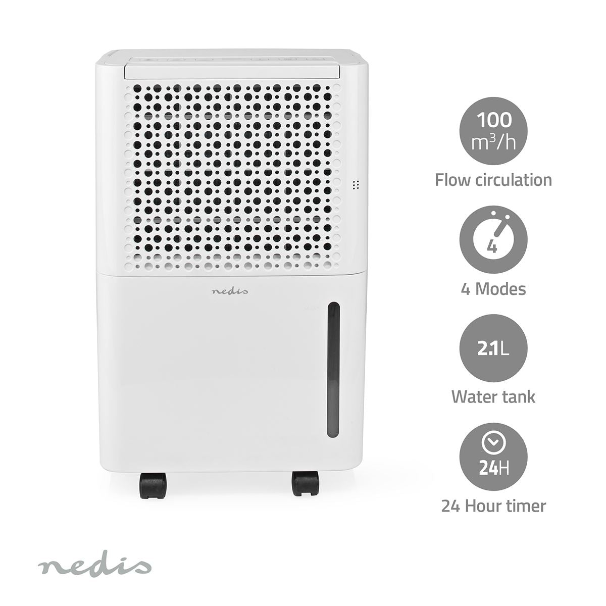 Nedis Dehumidifier | 10 l/Day | Dehumidification / Automatic / Dry laundry / Ventilation | Yes | 100 m³/h