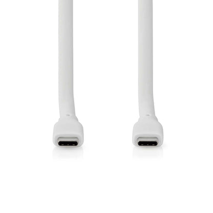 Nedis USB Cable | USB 3.2 Gen 2 | USB-C™ Male | USB-C™ Male | 240 W | 8K@30Hz | 20 Gbps | Nickel Plated | 1.00 m | Round | Silicone | White | Box