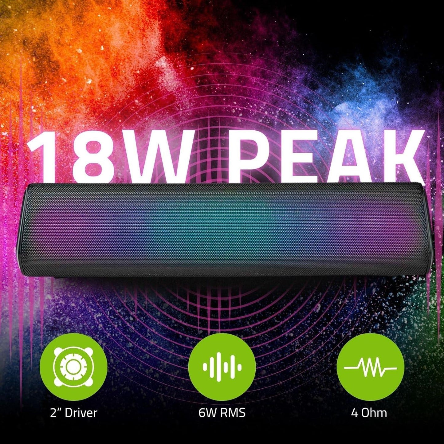 Nedis Bluetooth® Speaker | Maximum battery play time: 6 hrs | Table Design | 18 W | Stereo | Built-in microphone | Linkable | Black