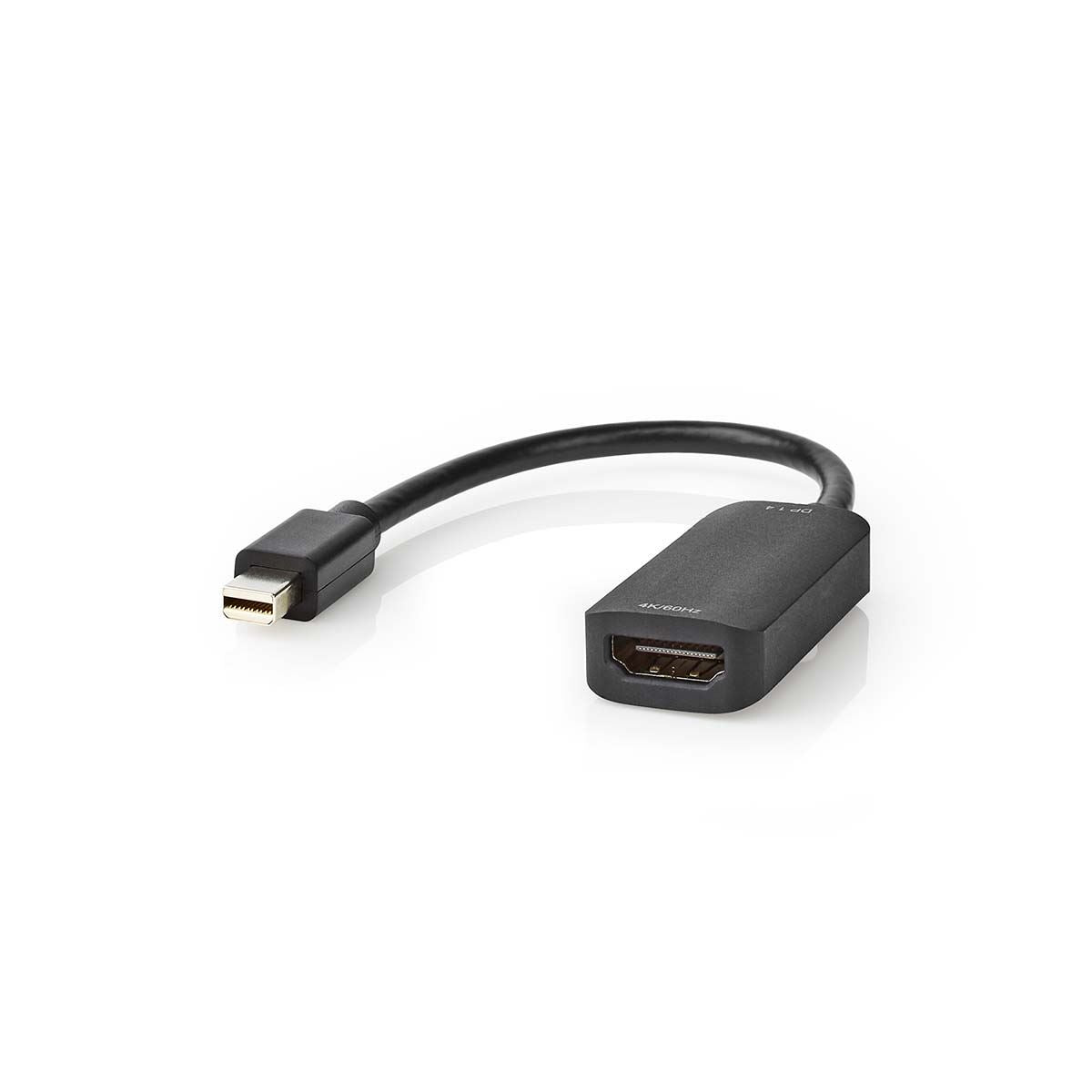 Nedis Mini DisplayPort Cable | DisplayPort 1.4 | Mini DisplayPort Male | HDMI™ Output | 48 Gbps | Nickel Plated | 0.20 m | Round | PVC | Black | Polybag