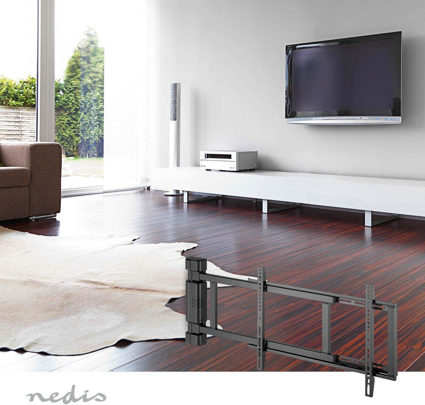 Nedis Motorised TV Wall Mount | 32 - 75 " | Maximum supported screen weight: 50 kg | Rotatable | Minimum wall distance: 56 mm | Remote controlled | ABS / Steel | Black
