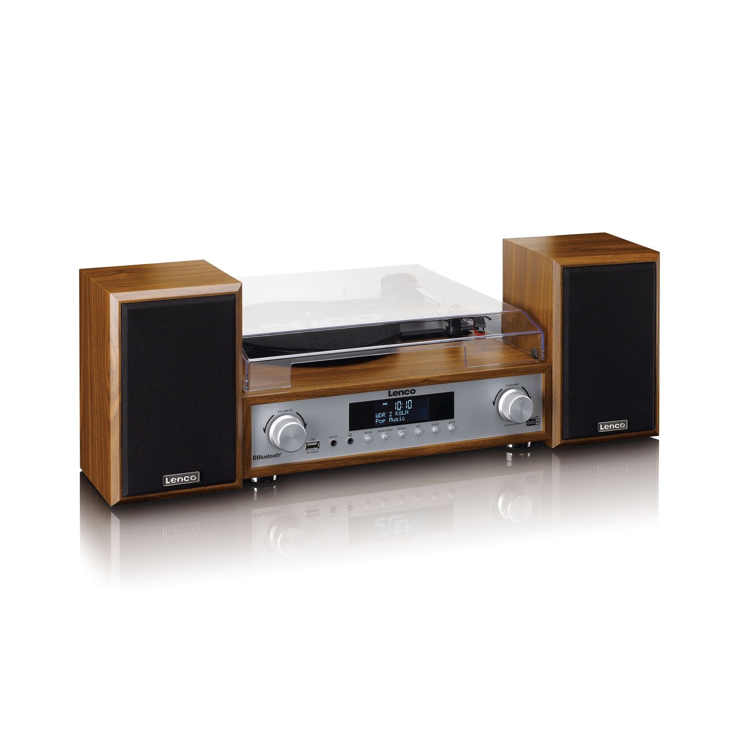 Lenco MC-160WD | HiFi Stereo System with Record Player | DAB+/FM Radio | Bluetooth® Speaker | Wood