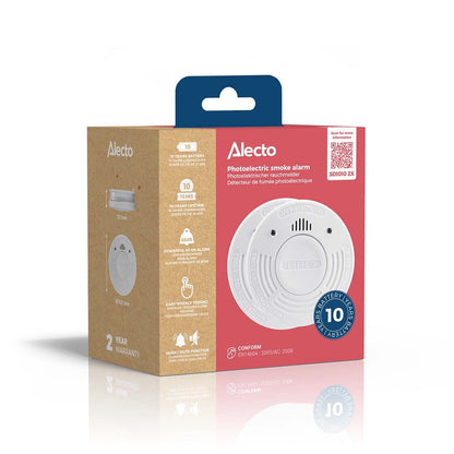 Alecto SA110 Smoke detector with Hush Button | >85 dB | 10 Year Battery Powered | EN14604:2005/AC:2008 | 2 Pack | White