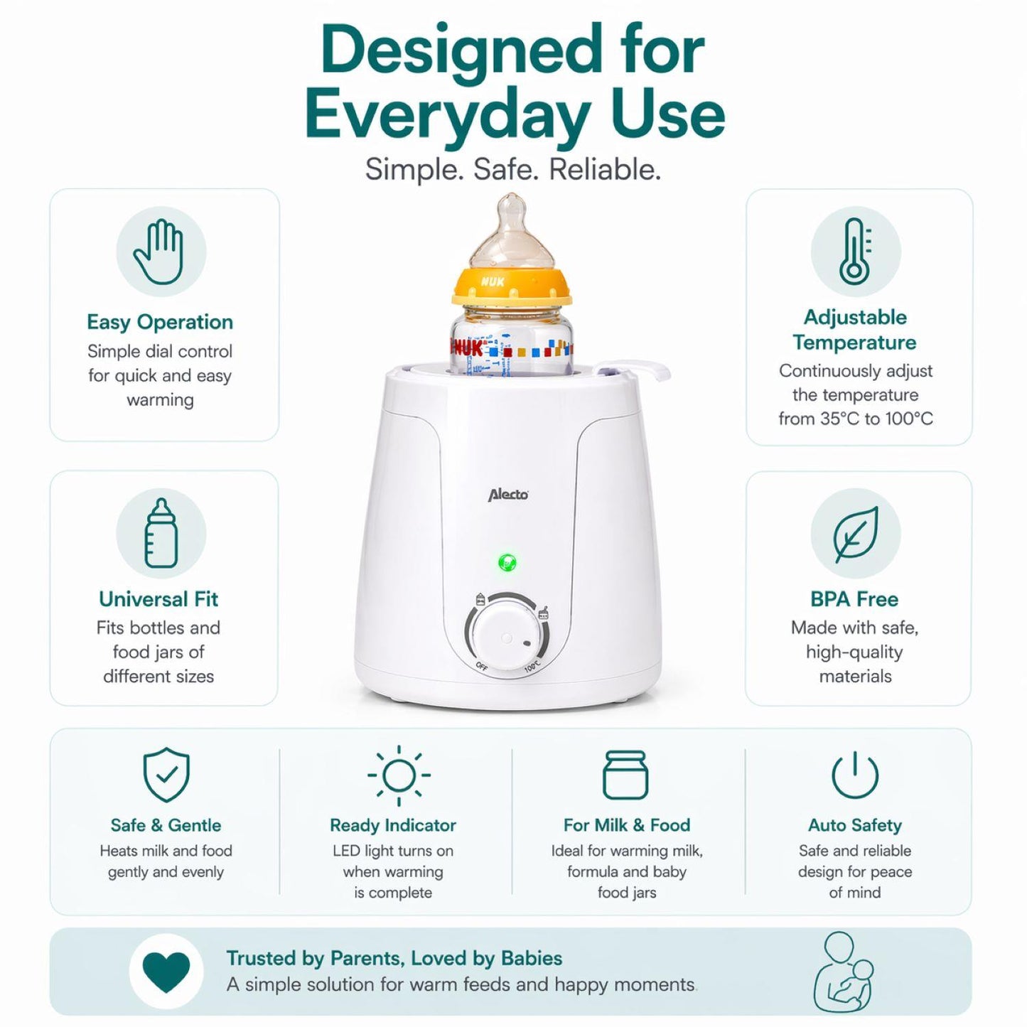 Alecto Baby Bottle Warmer | White