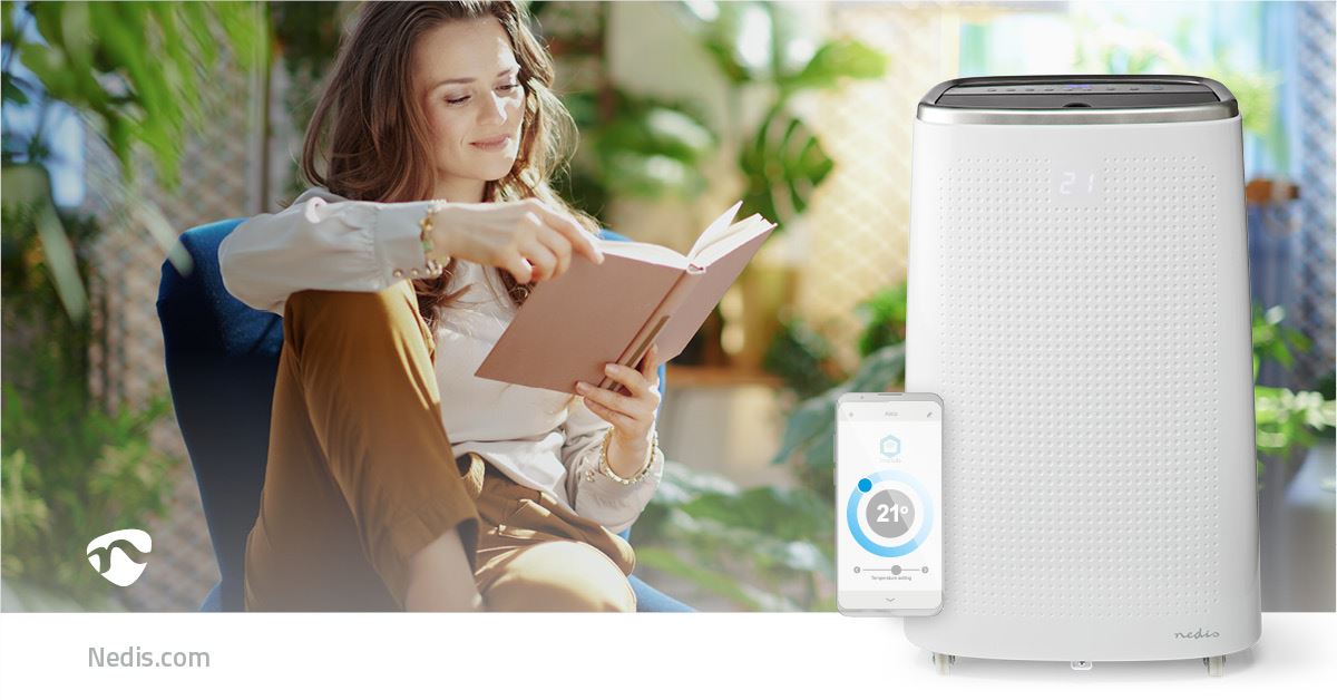 Nedis SmartLife 3-in-1 Air Conditioner | Wi-Fi | 14000 BTU | 120 m³ | Dehumidification | Android™ / IOS | Energy class: A | 3-Speed | 65 dB | White