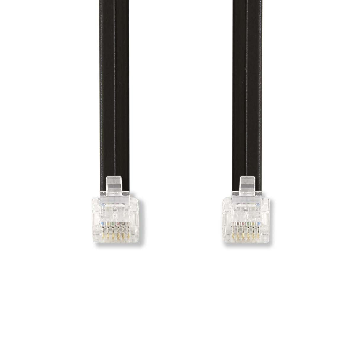 Nedis Telecom Cable | RJ12 Male | RJ12 Male | 1.00 m | Cable design: Flat | Cable type: RJ12 | Black | Label
