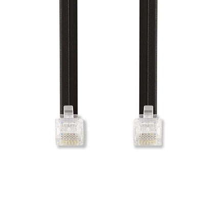 Nedis Telecom Cable | RJ12 Male | RJ12 Male | 1.00 m | Cable design: Flat | Cable type: RJ12 | Black | Label