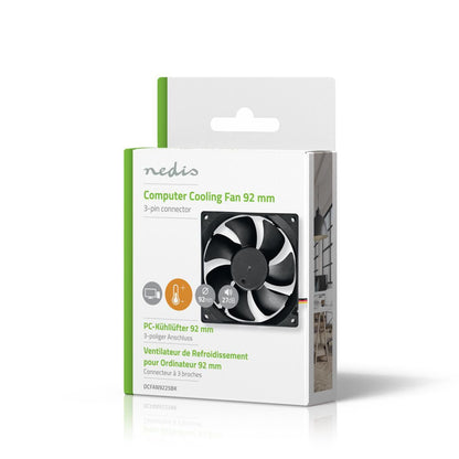 Nedis DC Fan | DC | Fan size: 92 mm | 3-Pin | 26.7 dBA | Black