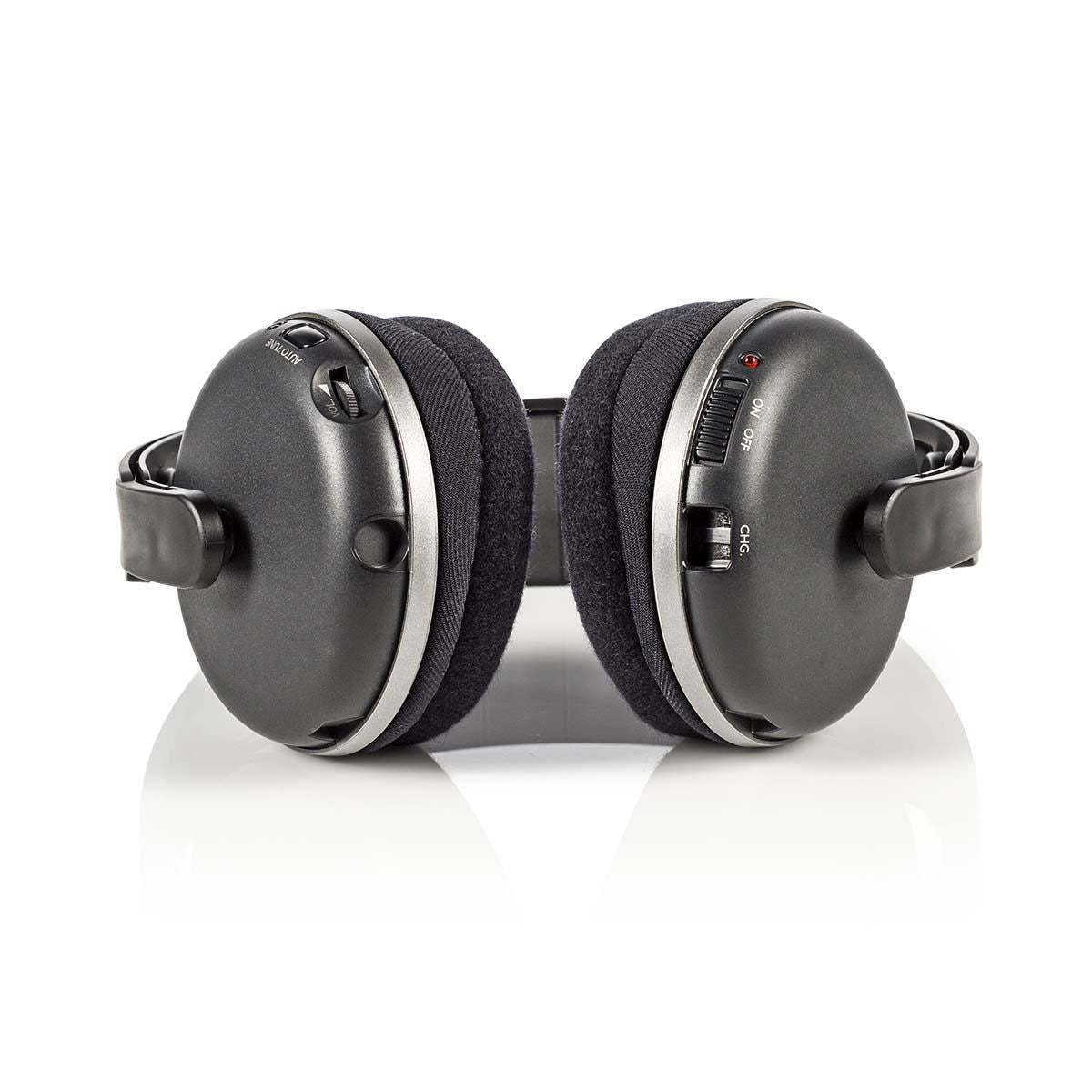 Nedis Wireless TV Headphones | RF | Over-Ear | Maximum battery play time: 11 hrs | 100 m | Digital Audio | Charging dock | Black / Silver