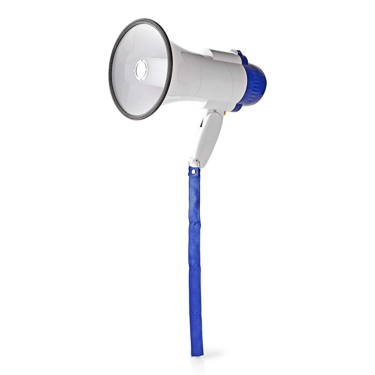 Nedis Megaphone | Maximum range: 250 m | Maximum Volume control: 115 dB | Built-In Microphone | Built-in siren | Recording function | Blue / White
