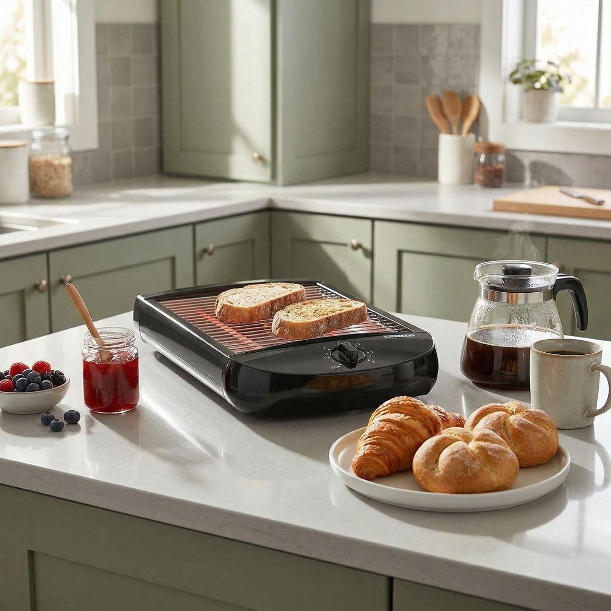 MELISSA Flat Bed Toaster | Removable Crumb Tray | Auto Off | Buzzer | 600W | Black