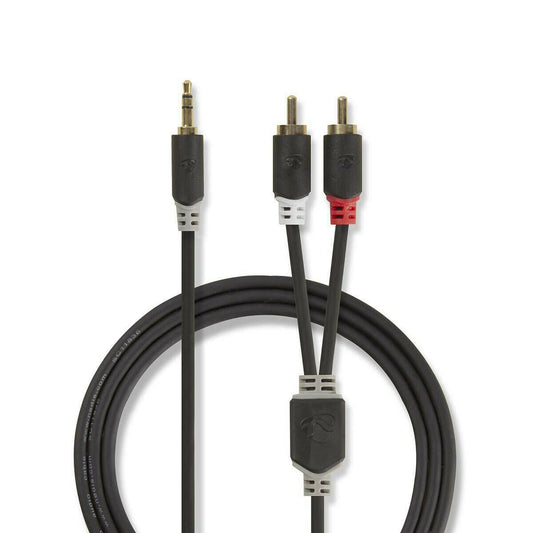 Nedis Stereo Audio Cable | 3.5 mm Male | 2x RCA Male | Gold Plated | 3.00 m | Round | Anthracite | Box