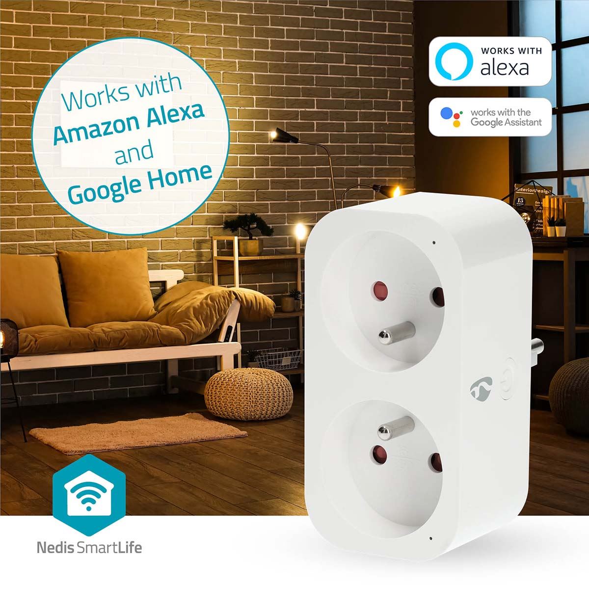 Nedis SmartLife Smart Plug | Wi-Fi | IP21 | Power meter | 3680 W | Type E (CEE 7/6) | 0 - 55 °C | Android™ / IOS | 2-Way | White | 1 pcs