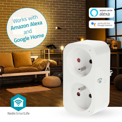 Nedis SmartLife Smart Plug | Wi-Fi | IP21 | Power meter | 3680 W | Type E (CEE 7/6) | 0 - 55 °C | Android™ / IOS | 2-Way | White | 1 pcs